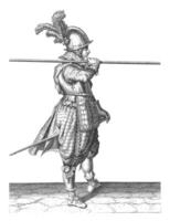 Soldier Carrying His Skewer Horizontal on His Right Shoulder, vintage illustration. photo