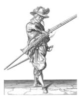 Soldier with a musket, vintage illustration. photo