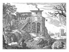 italiano paisaje con un Posada, willem camioneta nieulandt yo, después Pablo brillante, 1594 - 1635 foto