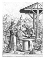 Christ and the Samaritan woman, Cornelis Bos, 1548 photo