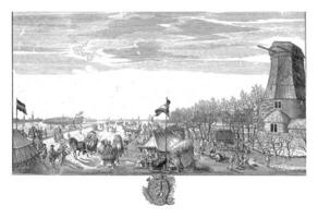 Enjoying the ice on a flooded piece of land in The Hague, Iven Besoet attributed to, 1757 photo