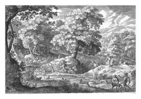 Deer hunting in a swamp, Jan van Londerseel, after Jacob Savery I, 1602 - 1625 photo