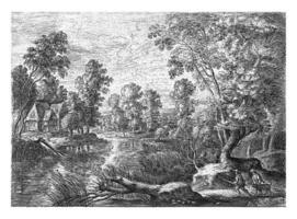 Landscape with a Stream and a Hunter photo