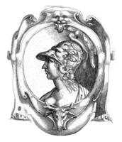 busto de un joven mujer con un casco, everardo crinsz. camioneta der maes, 1587 - 1647 foto
