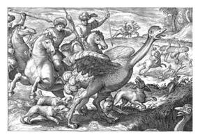 Landscape with Ostrich Hunting, Egbert Jansz, After Antonio Tempesta, 1598 photo