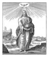 Standing Christ with the Apple of the Kingdom and the Holy Spirit, Iven Besoet, 1730 - 1769 photo