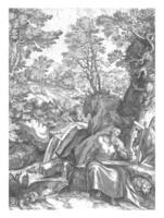 Landscape with St. Jerome Translating the Bible photo