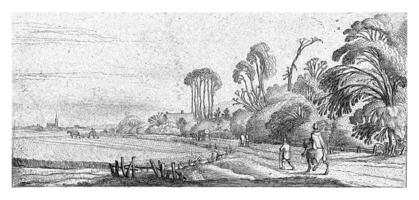 Landscape with a Horseman and a Hiker on a Road near Hillegom photo