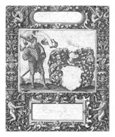 Frame with an elongated cartouche with rounded sides at the top centre, Theodor de Bry photo