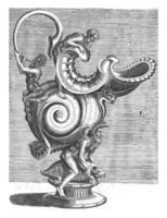 Jug in the shape of a snail's shell, resting on the back of a man sitting on a tortoise, Balthazar van den Bos photo