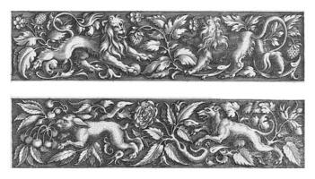 Two friezes, the top with two lions, Michiel le Blon, c. 1611 - c. 1625 photo
