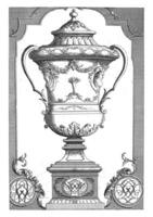Panel decoration with garden vase and monograms photo