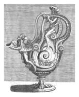 Pot in the shape of a snail shell with a double ear, Balthazar van den Bos photo