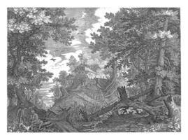 Wooded Landscape with Two Hunters and a Dog photo