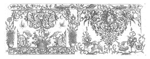 Border decoration with two crickets at the top, Henri Le Roy attributed to, after Michiel le Blon, after 1611 - c. 1656 photo