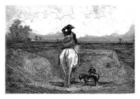Hunter on horseback photo