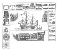 New table for all enthusiasts and seafarers showing a warship ..., anonymous, 1709 photo
