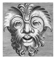 Mask with beard and mustache with curls, a tuft of curls rests on the root of the nose photo