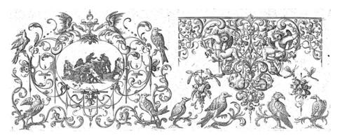 Border decoration with an oval on the left and two putti on the right, Michiel le Blon, after 1611 - c. 1656 photo