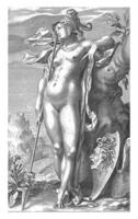 Minerva by a Tree, Willem Isaacsz. van Swanenburg, after Michiel Jansz van Mierevelt, 1670 - 1726 photo