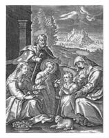 santo familia con Juan el bautista como niño y S t. elisabeth, joannes galle, C. 1626 - C. 1676 foto