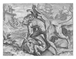 Hercules wrestles with Achelos, Cornelis Cort photo