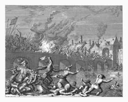 Massacre at Maastricht committed by the Spaniards, 1579, Jan Luyken, 1678 - 1680 photo