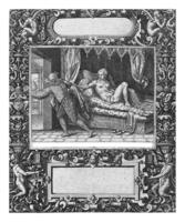 Frame with an elongated cartouche with rounded sides at the top centre, Theodor de Bry photo