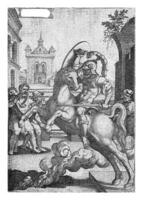 Marcus Curtius plunges into a chasm, Georg Pencz, 1535 photo