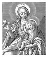 María con el Cristo niño a el mama, jerónimo wierix, 1563 - antes de 1619 foto