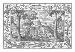 Wolf Hunt vintage sketch photo