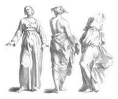 Three Women vintage sketch photo