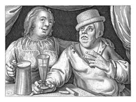 Drinking man and woman, Nicolaes de Bruyn, 1581 - 1656 photo