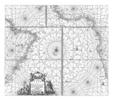 Passport map of the southern part of the Atlantic Ocean with the coasts of Africa and Brazil photo