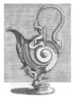 Jug in the shape of a snail's shell, carried by a satyr who is kneeling between two birds, Balthazar van den Bos photo