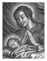 Mary adores the sleeping Christ Child photo