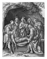 Entombment of Christ, Hieronymus Wierix, after Maerten de Vos, 1563 - before 1586 photo