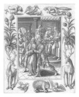 Pilate washes his hands in innocence, Antonie Wierix II, after Maerten de Vos, 1582 - 1586 photo