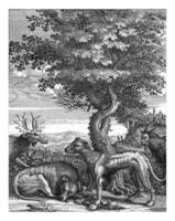 Landscape with a Goat, a Moose and Two Dogs, Hendrick Hondius I, 1644 photo