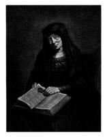 retrato de un antiguo mujer leyendo foto