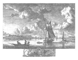 The Imperial brig sails past the guard ship on the Scheldt photo