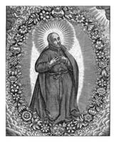 H. Ignatius of Loyola in a Flower Garland, Joannes Galle, c. 1626 - c. 1676 photo