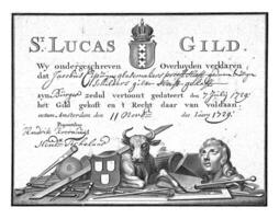 Guild letter of the St. Lucas guild in Amsterdam photo