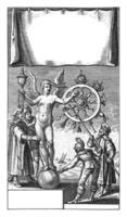 Naked Fortuna on a Globe Spins the Wheel of Fortune photo