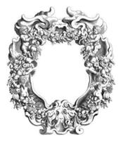 Cartouche with lobe ornament with two putti photo