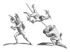 Three acrobats in action, anonymous, after Gerardus Josephus Xavery photo