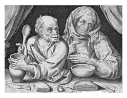 Man and woman eating porridge photo