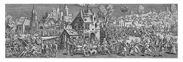 Scenes around an Inn, Jaspar de Isaac, after Hans Sebald Beham, 1564 - 1654 photo