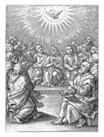 Outpouring of the Holy Spirit Pentecost, Hieronymus Wierix, 1563 - before 1619 photo