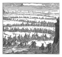 Procession with horsemen and cardinals, H. Elandt, 1700 - 1705 photo